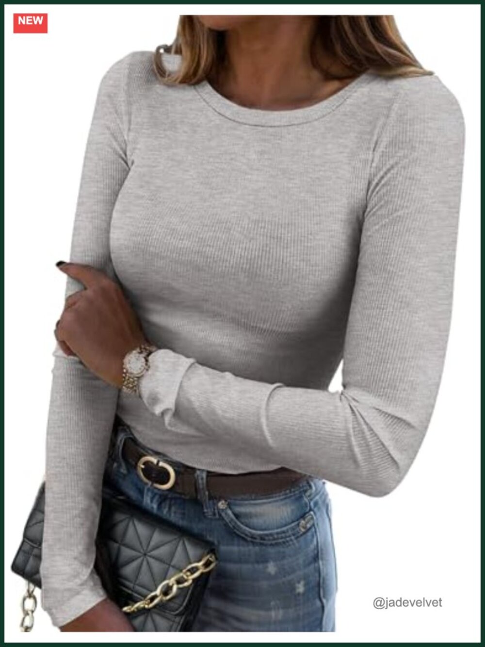 Zeagoo Ribbed Knit Long Sleeve Slim Fit Crewneck T-Shirt Basic Tunic Top